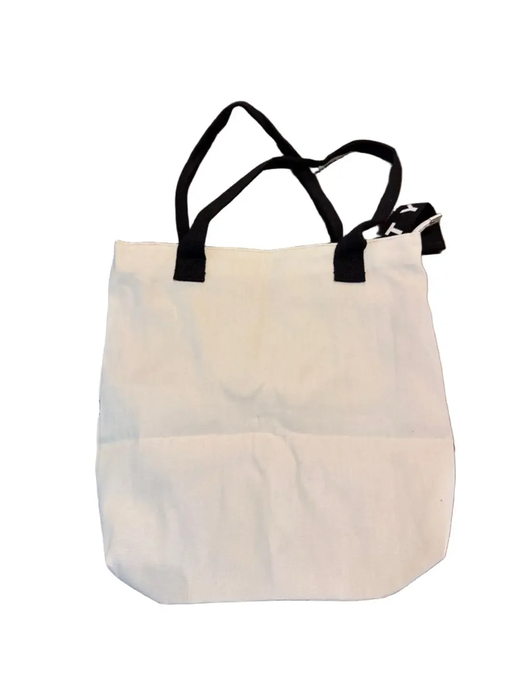 Hello Kitty White Tote Bag with Black Straps and Red Bow Graphic Zipper Closure